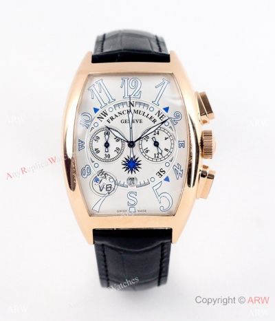 High Quality Copy Franck Muller Geneve Quartz Watches Rose Gold White-Blue Arabic Dial